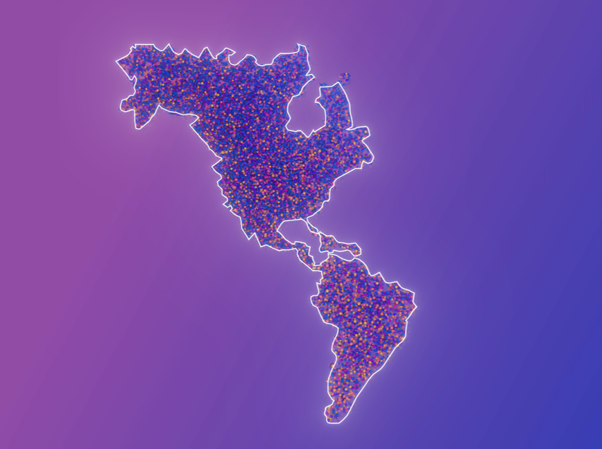 Outline of North America on Purple Background
